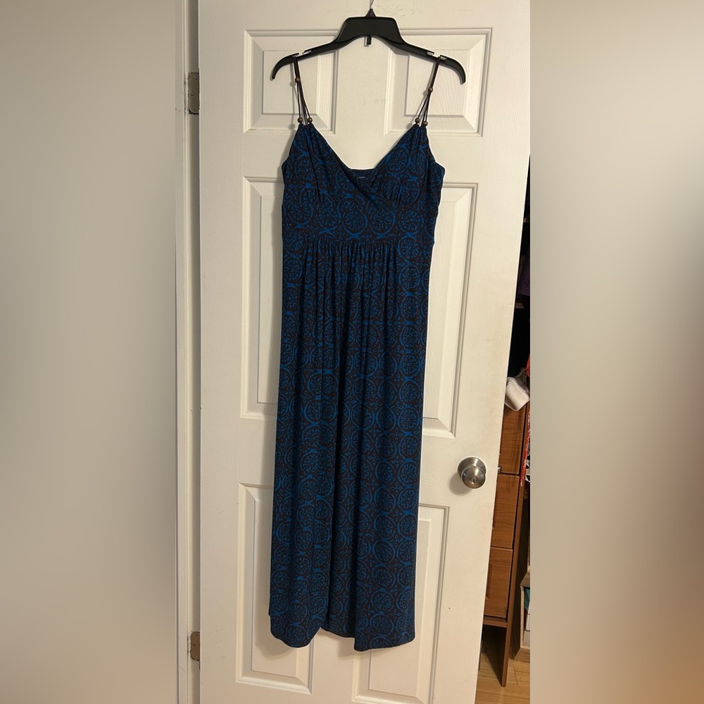 American Living Blue Ruched Maxi Sundress.